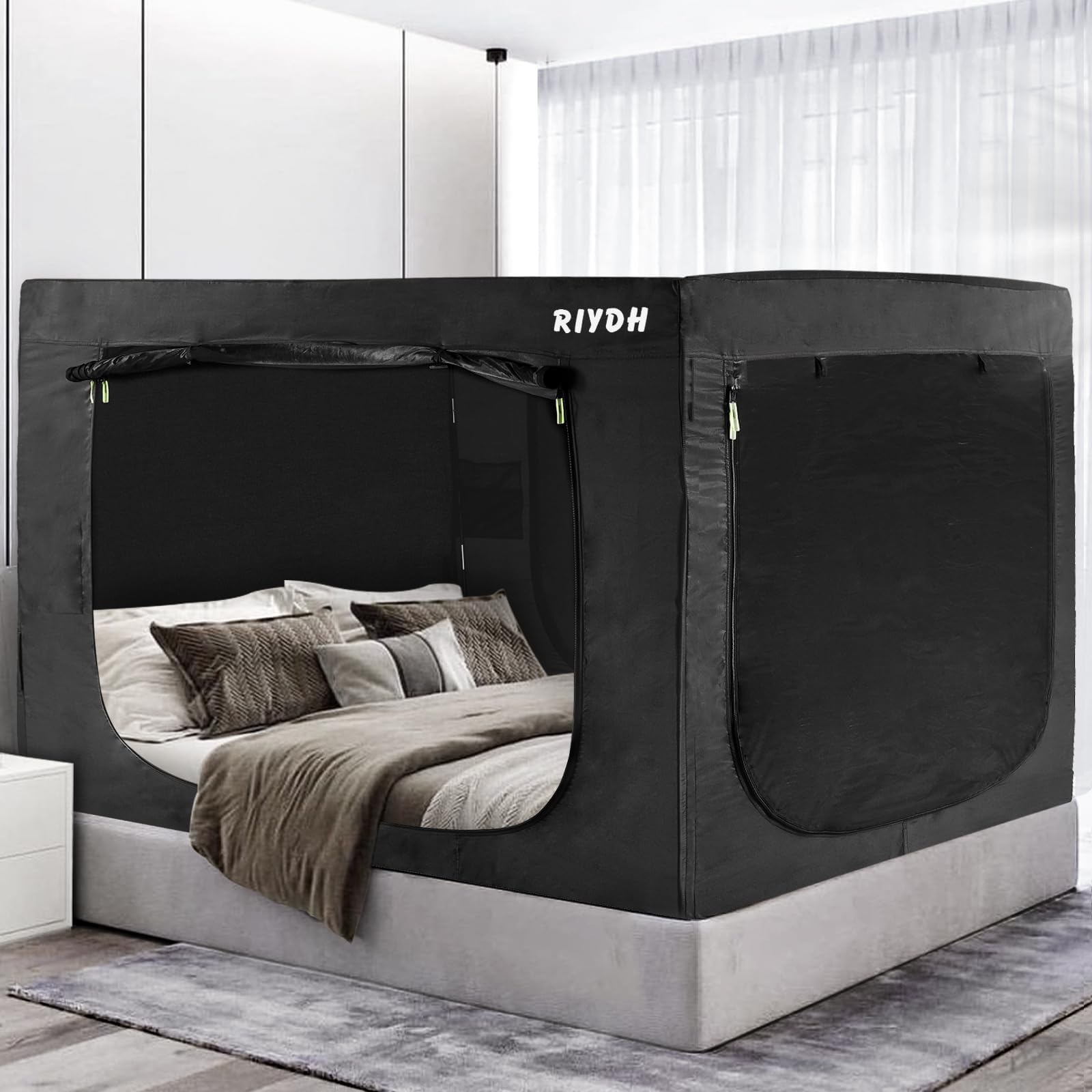 Bed Tent Twin Bed Canopy Tents for Adult - Portable Dream Tent Indoor Sleeping Tents 70% Blackout with 3 Doors Breathable Private Space Tents