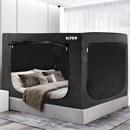 Bed Tent Twin Bed Canopy Tents for Adult - Portable Dream Tent Indoor Sleeping Tents 70% Blackout with 3 Doors Breathable Private Space Tents