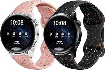 Minggo Sport Band Compatible with Samsung Galaxy Watch 7 6 5 4 band 40mm 44mm/ Galaxy Watch 5 Pro 45mm/ Watch 3 41mm/ Galaxy Watch Active 2, 2Pack 20mm Soft Silicone Replacement Strap for Women Men Black Pink