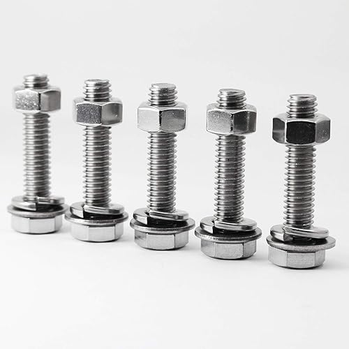 Miniatura 6 de (10 juegos) Tornillos de cabeza hexagonal de acero inoxidable de 14-20x1-12 pulgadas, tuercas, kits de arandelas planas y de bloqueo, acero