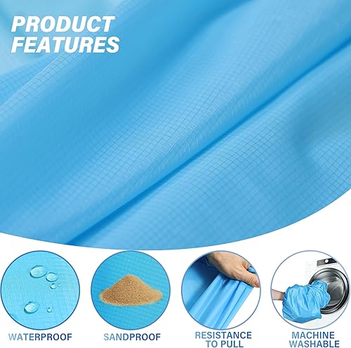 Miniatura 6 de Manta de playa extra grande de 10 x 9 pies, manta de playa impermeable a prueba de arena, para 2 a 8 adultos, ligera y duradera para viajes,