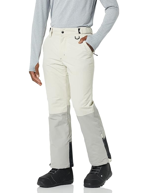 Amazon Essentials Men's Water-Resistant Insulated Snowboard Ski Snow Pant, Grey Stone Color Block, X-Large by Amazon Essentials - Used condition - US$22.12