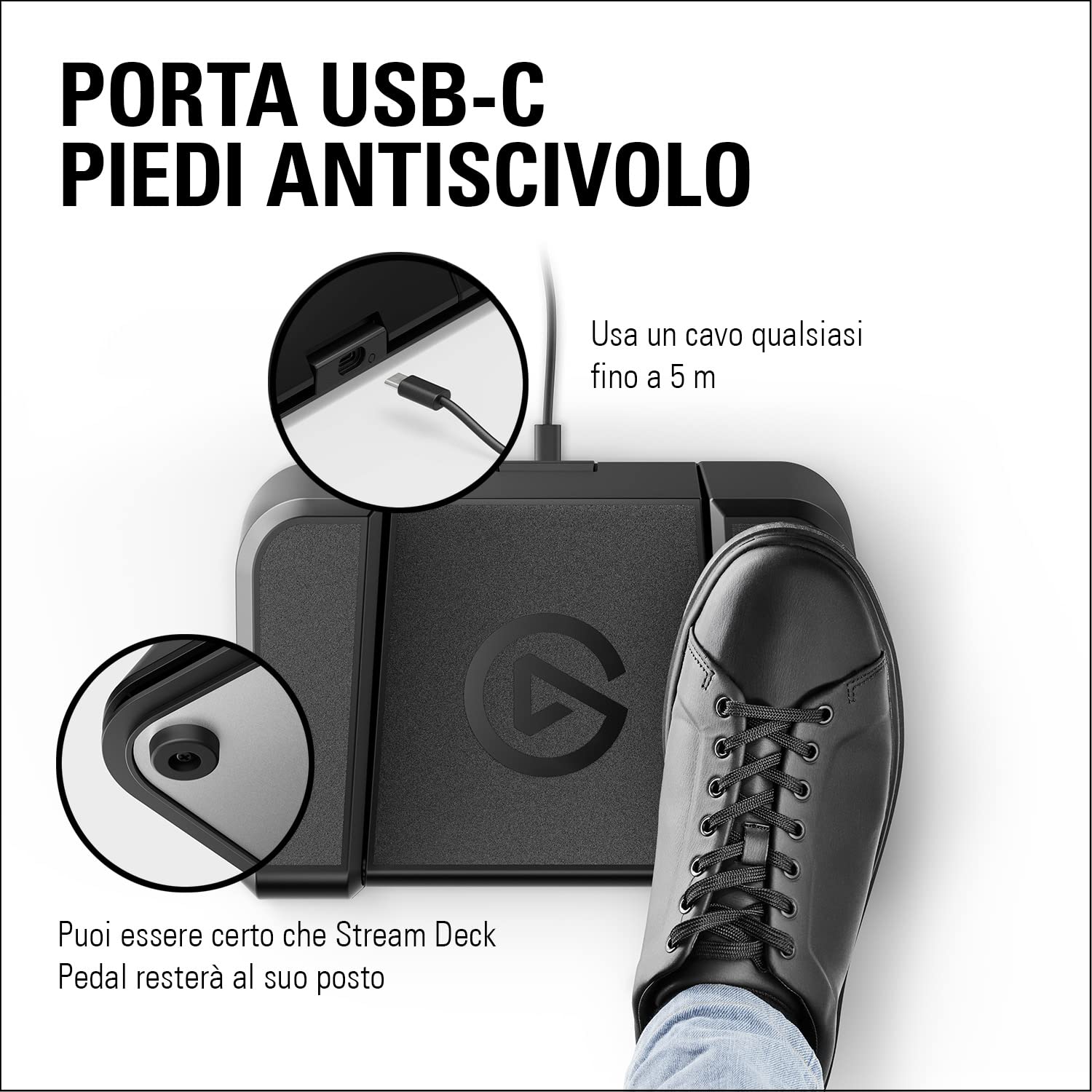 Elgato Stream Deck Pedal: controller da studio a mani libere, 3 tasti macro a pedale, attiva azioni nelle app e in software quali OBS, Twitch, YouTube e altro, adatto per Mac e PC