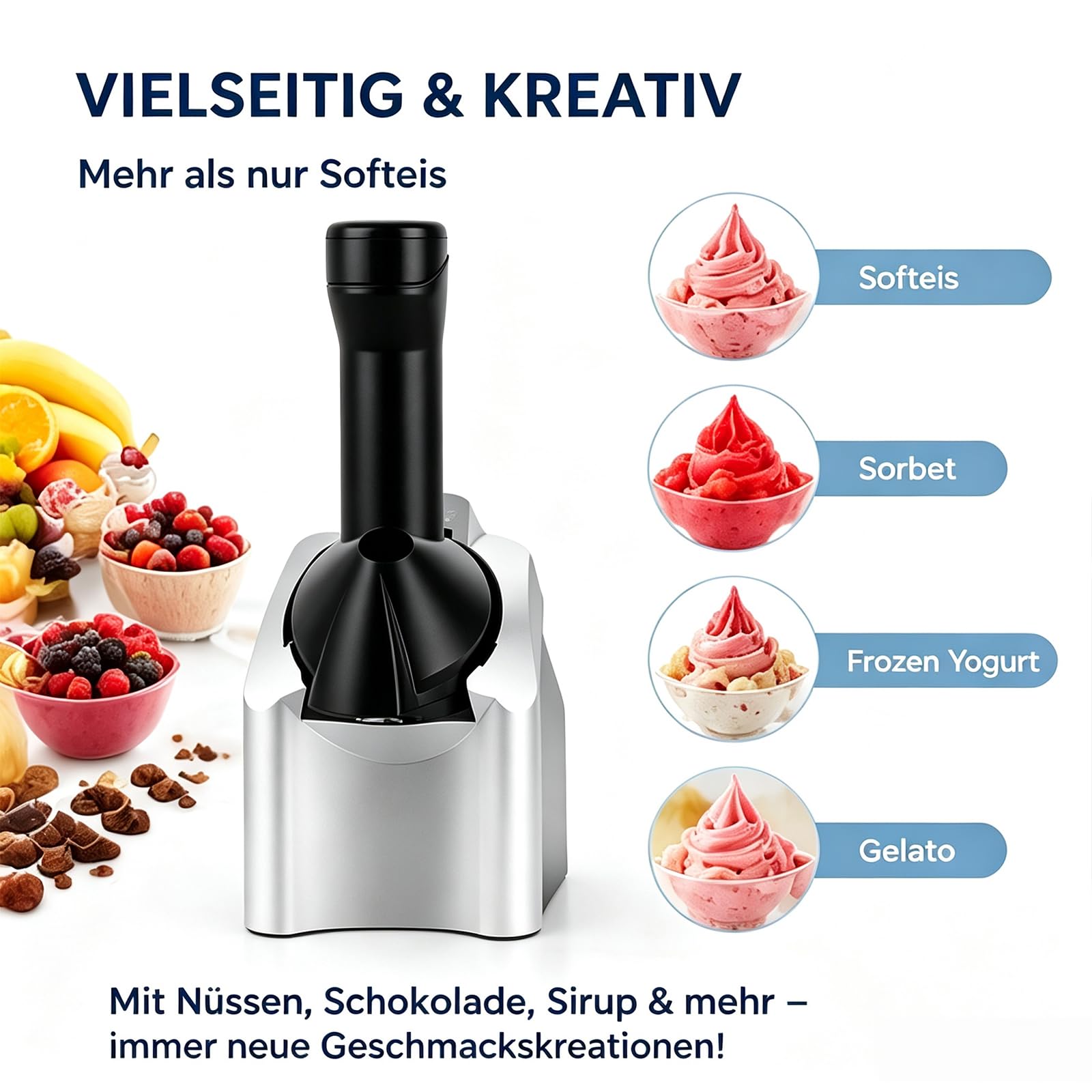 Vollautomatische Fruchteismaschine ohne Vorkühlen für Softeis