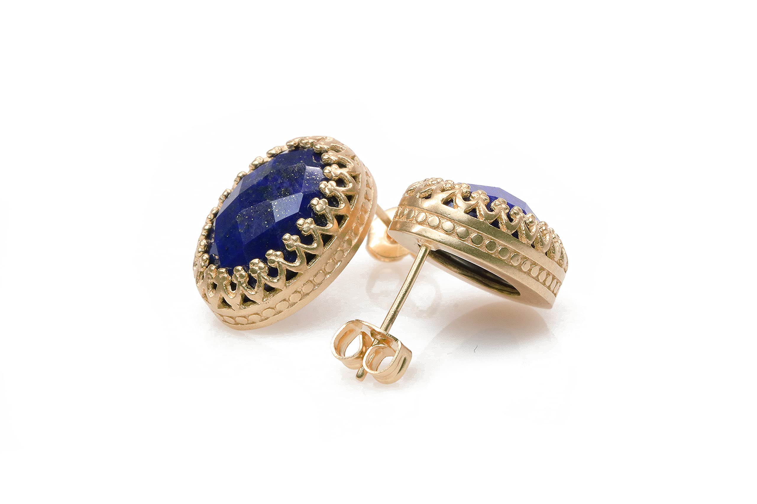 Lujosos Pendientes Ovalados de Lapislázuli en Oro Rosa - Pendientes de Postes Hechos a Mano - Joyería de Moda Pendientes, Pendientes de Diseño, Pendientes de Boda, Pendientes de Piedra de Nacimiento