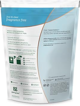 Grab Green Natural Bleach Alternative Pods, Non-Chlorine Bleach, Fragrance Free, Unscented/Free & Clear, 24 Loads