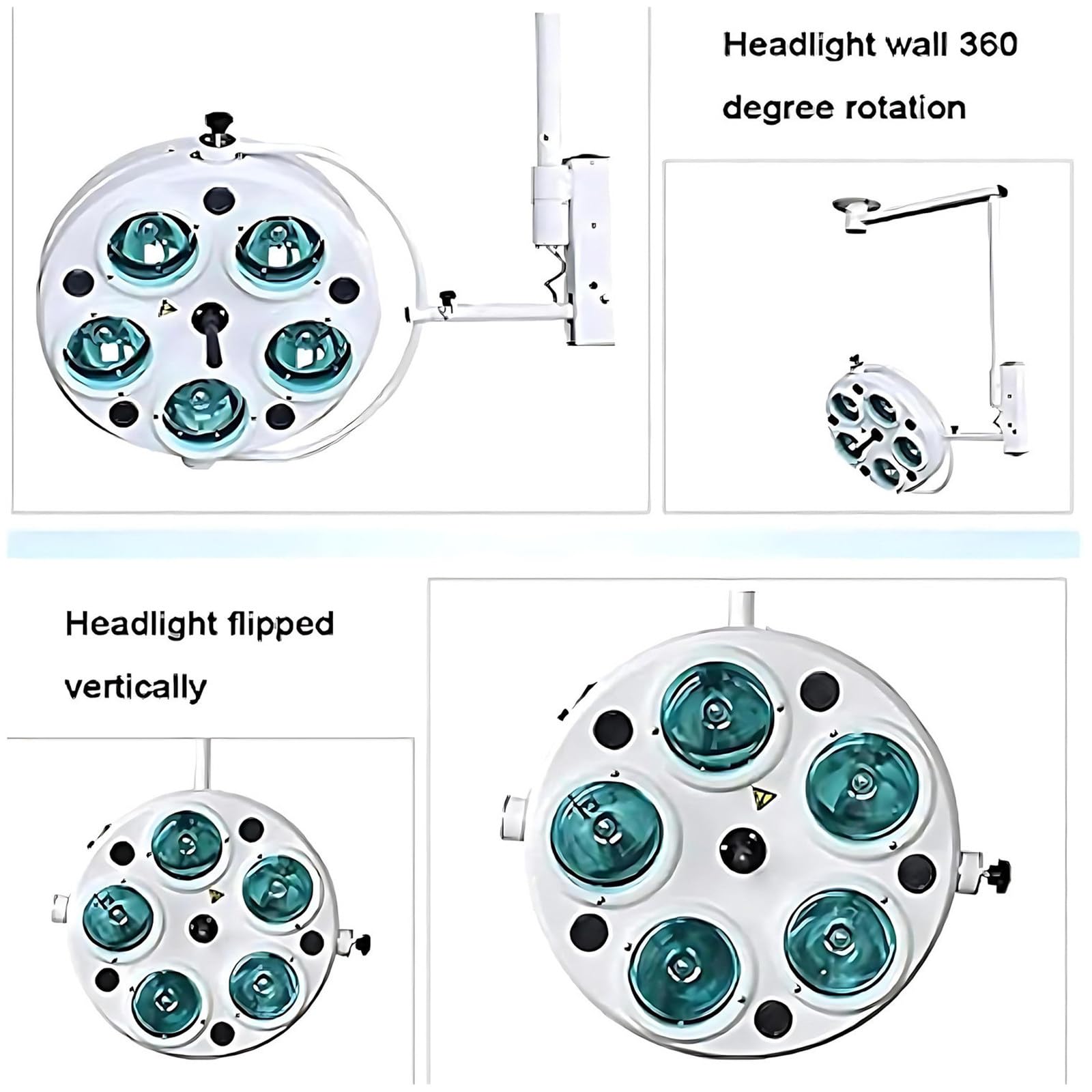 Lampa diagnostyczna LED bezcieniowa, obrotowa o 360 stopni, montowana na suficie, do oświetlenia bezcieniowego, ginekologii, leczenia ambulatoryjnego, chirurgii jamy ustnej, otolaryngologii