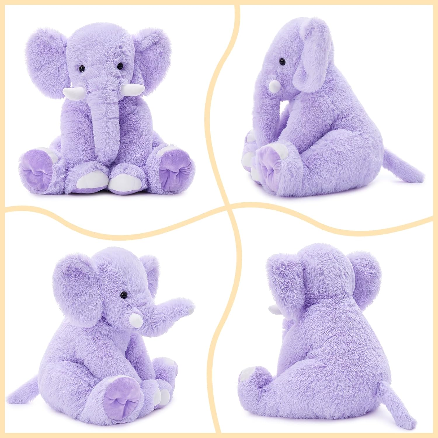 Tezituor 19.6 Inch Stuffed Elephant Plush Giant Purple Elephant Stuffed Animal for Kids Gift for Girls Birthday Christmas Valentine's Day Themed Party Decorations