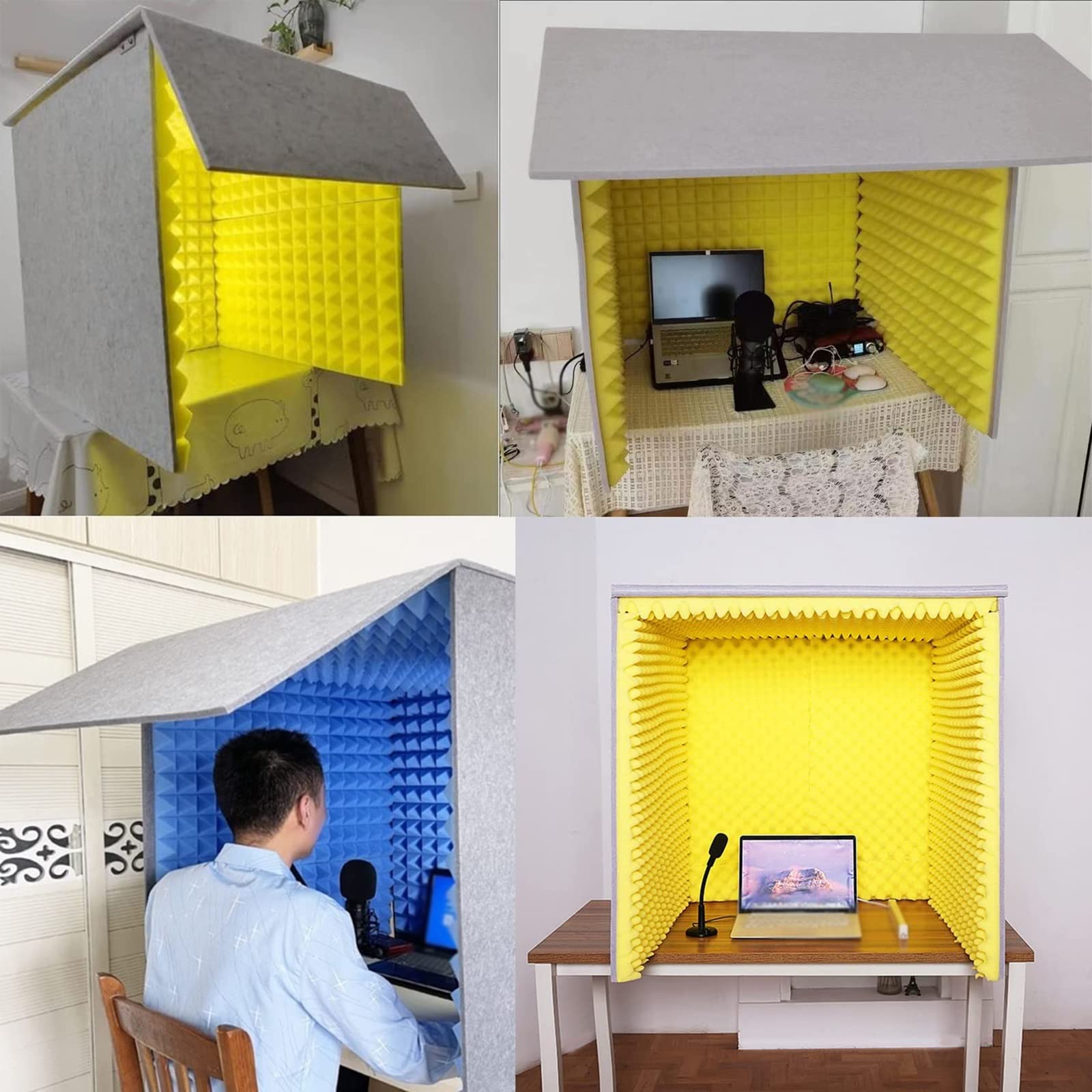 Studio di Registrazione vocale Portatile - Cabina di Registrazione insonorizzata con Pannello in Schiuma, Cabina vocale insonorizzata da Tavolo (Verde) - Ideale per Musicisti e podcaster.