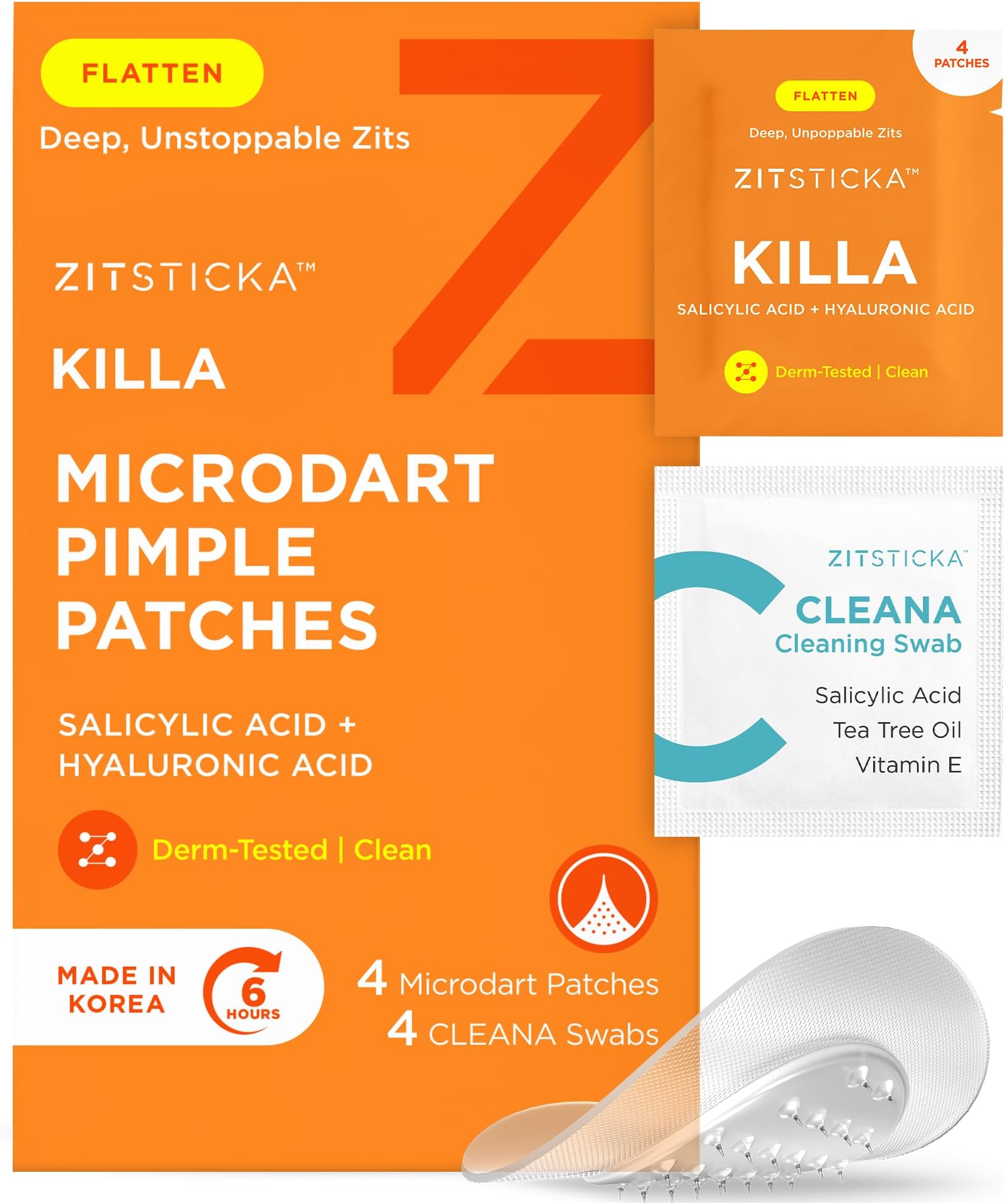 KILLA Kit Microdart Pimple Patches – Advanced Microdart Patch for Early-Stage Zits - Targeted ZitSticka Microdart Pimple Patch & Spot Patches for Breakout Control - 4 Count