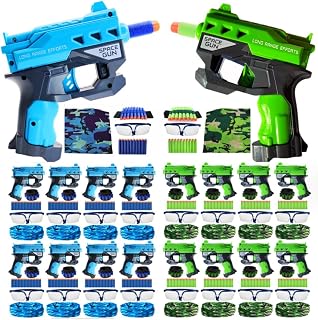 Nerf Party Supplies 16 Sets - Complete Nerf Party Favors with Mini Guns, Darts, Bandanas, Goggles Ages 4-14