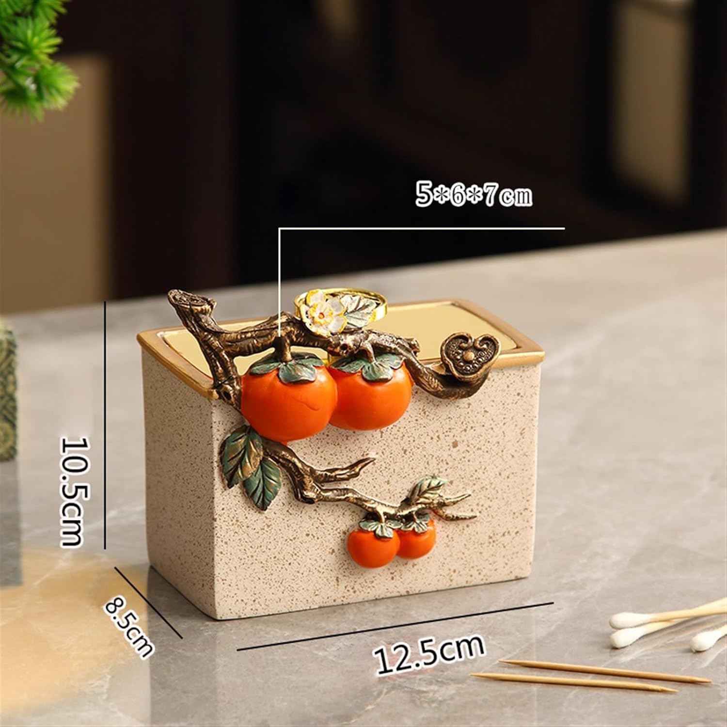 Toothpick Holder Household toothpick holder with cover creative multi-purpose compartment cotton swab box toothpick storage box decoration Toothpick Dispenser (Color : Beige)