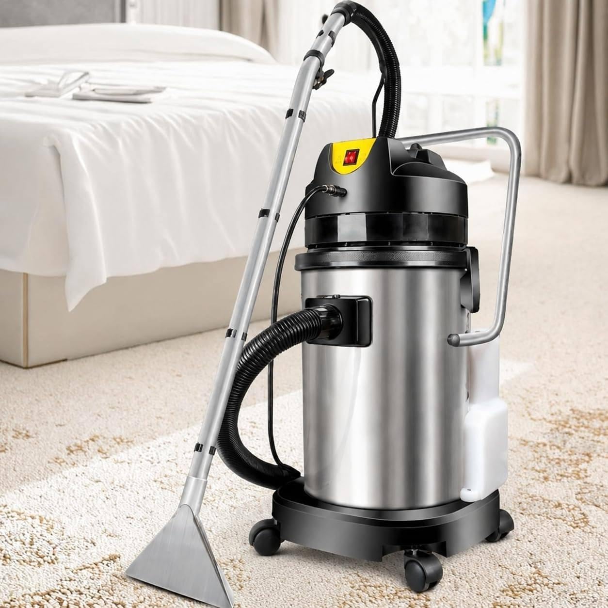 Aspirador Inyector Extractor, Limpia Tapicerías Profesional 3 en 1 40L | Caudal de Aire 53 L/s, Aspiración 230 mbar y Pulverización 87 PSI para Limpieza Profunda de Alfombras, Sofás y Vehículos