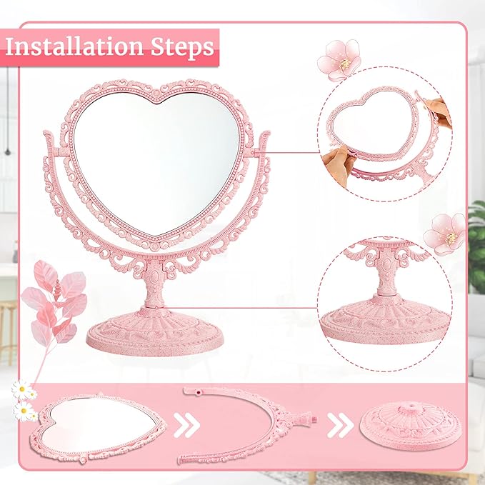 Espejo de Maquillaje Jetec Forma de Corazón Giratorio 360° miniatura 3