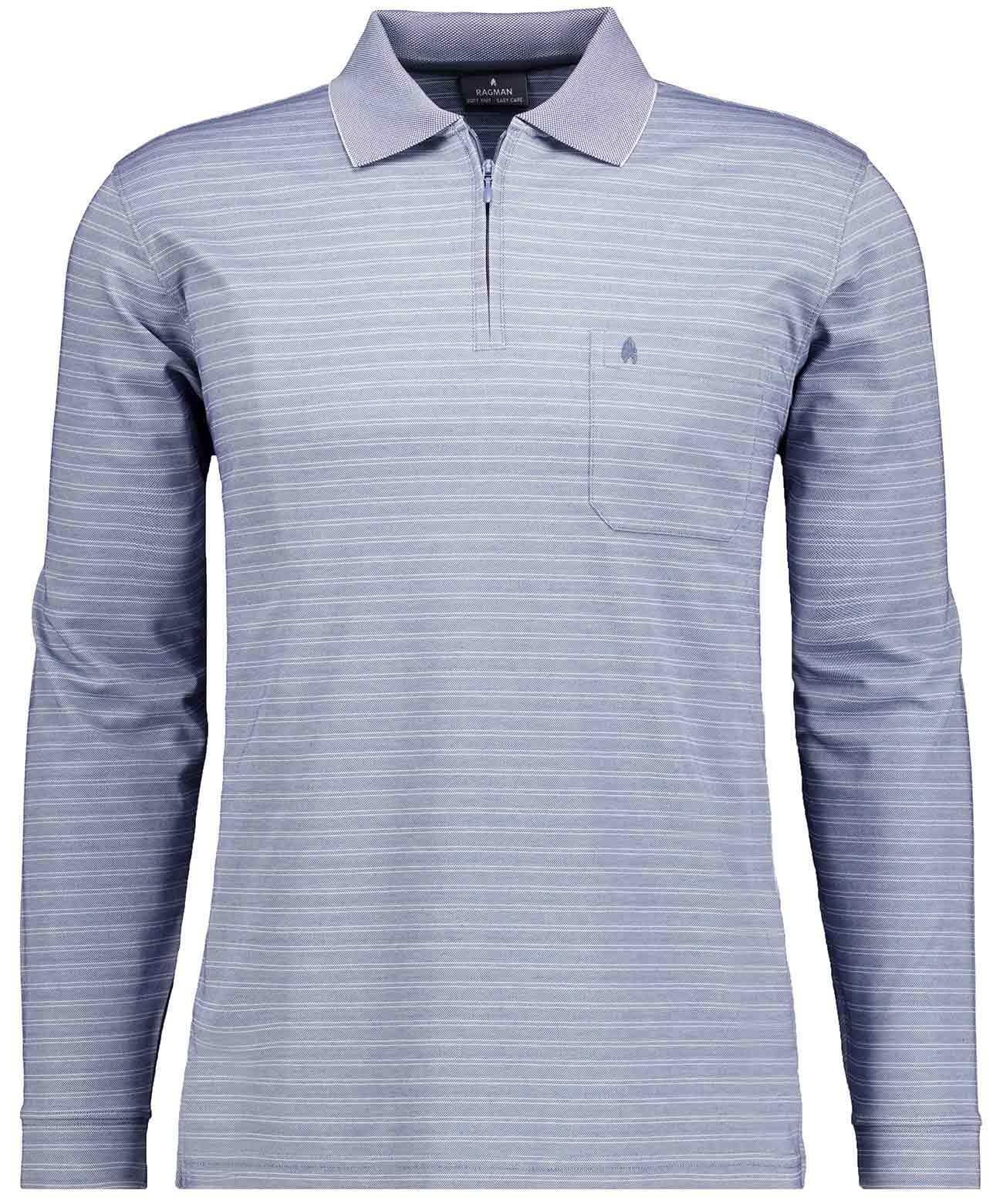 RAGMAN Herren Softknit-Polo Fineliner mit Reissverschluss Taube-073, L