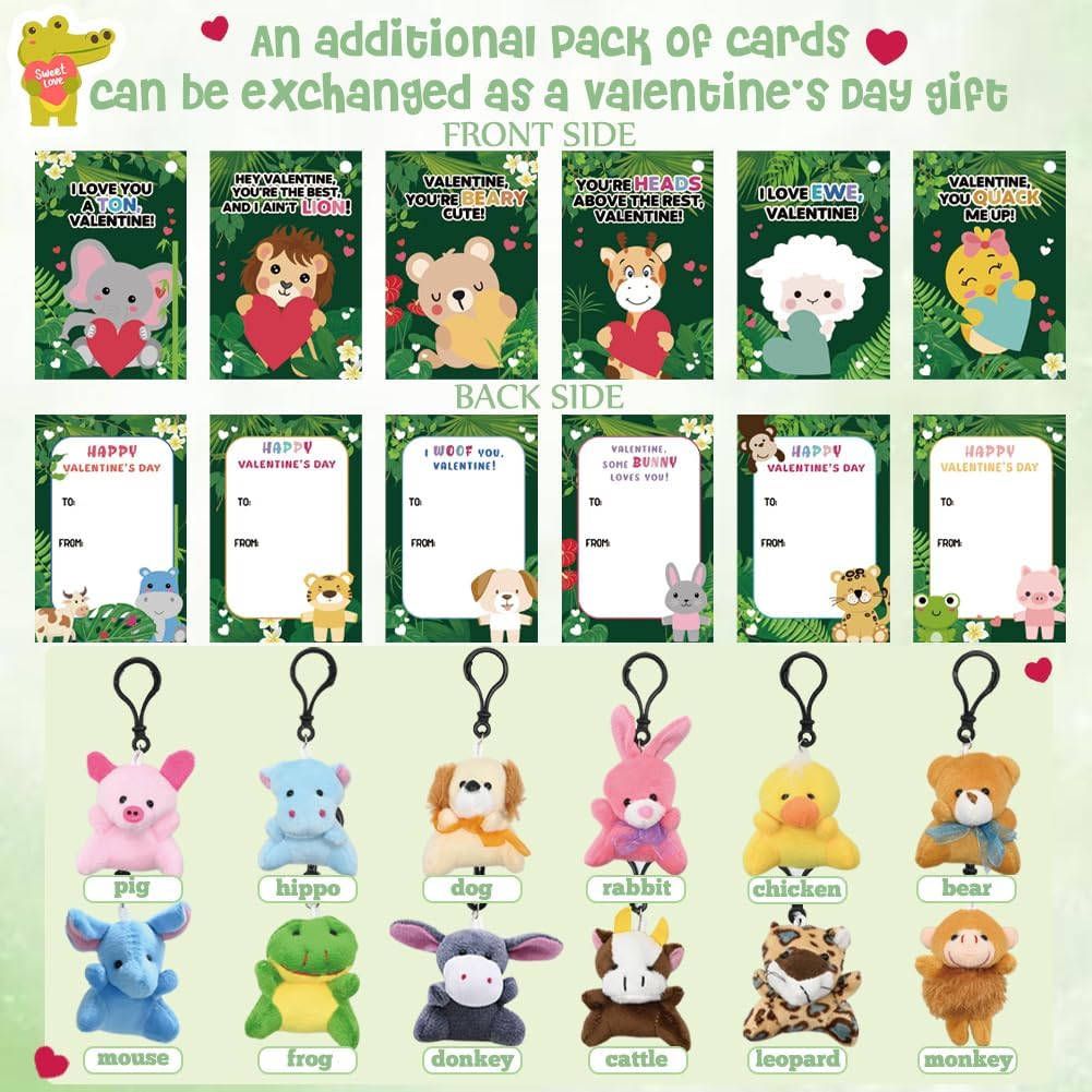 CAMIRUS 24Packs Mini Stuffed Animals Plush Keychain, Cute Small Tiny Stuffed Keychain Animal Plush Toys for Kids Valentines Easter Themed Parties, Goody Bags Filler