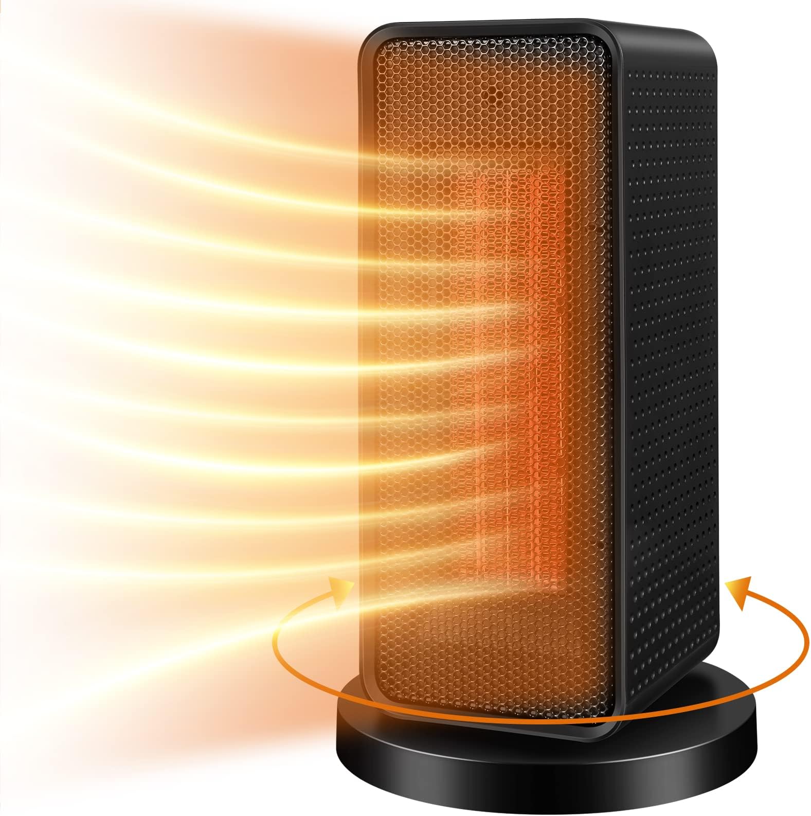 Portable Electric Space Heater, 70° Oscillating Portable Ceramic Heater Fan, Adjustable PTC Fast Heater with Tilt & Overheat Protection, Suitable for Indoor Space Heater in Bedrooms & Offices