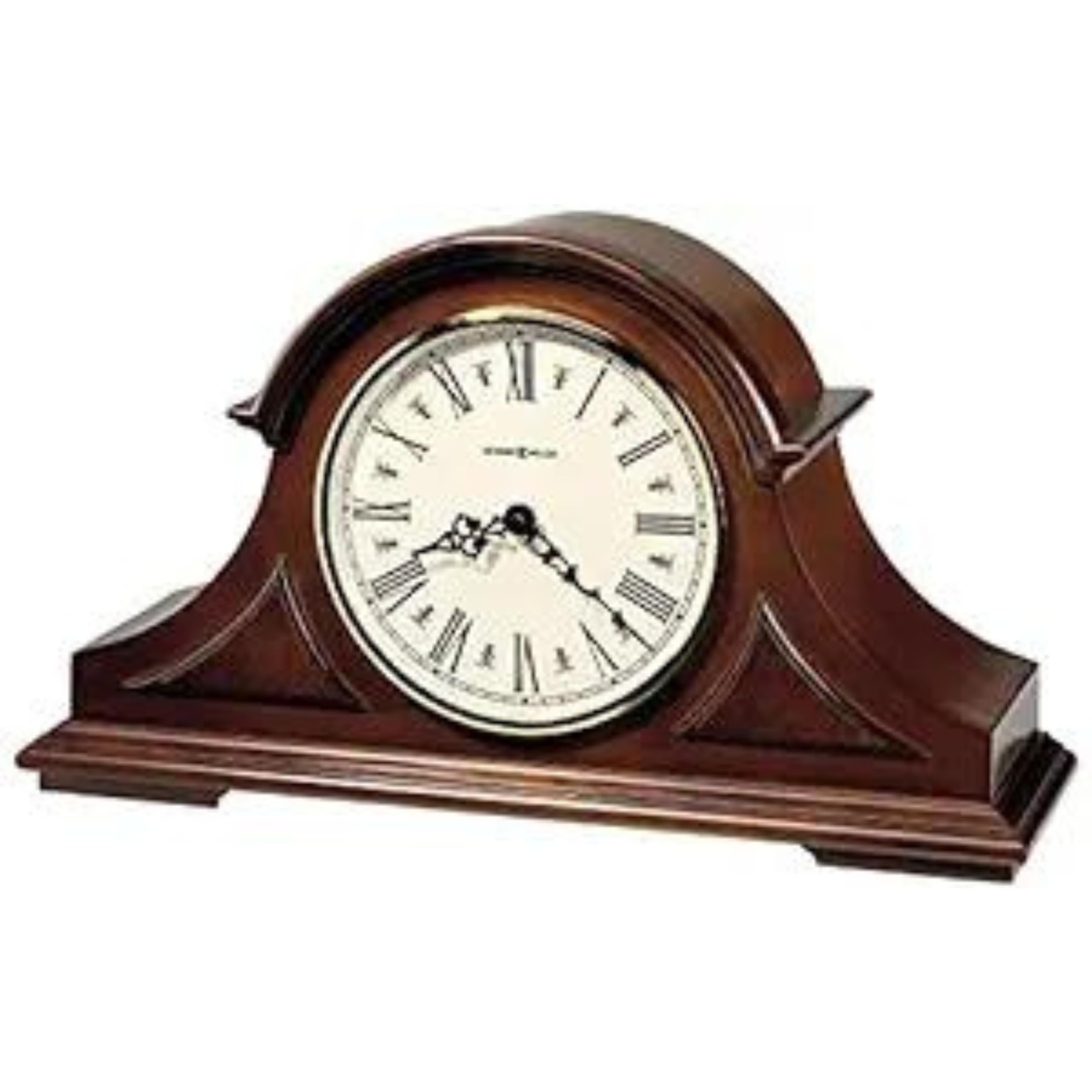 Howard MillerCedar Mantel Clock II 549-619 – Windsor Cherry Finish, Decorative Top Molding, Triangular Burl Overlays, Quartz, Triple-Chime Harmonic Movement