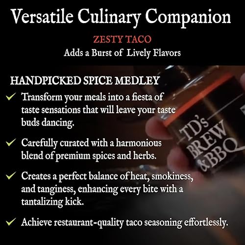 Miniatura 5 de TD's Brew & BBQ Zesty Taco Rub & Seasoning - BBQ Rub - Condimento para tacos - Estilo suroeste