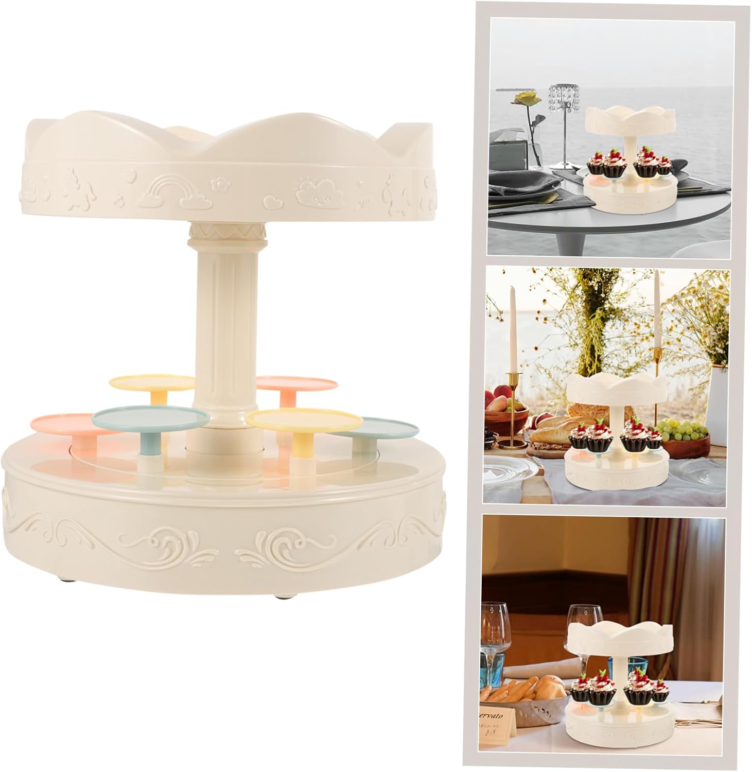 Automatic Rotating Dessert Display Stand Sushi Tiered Stand Cupcake Carousel Cupcake Holder