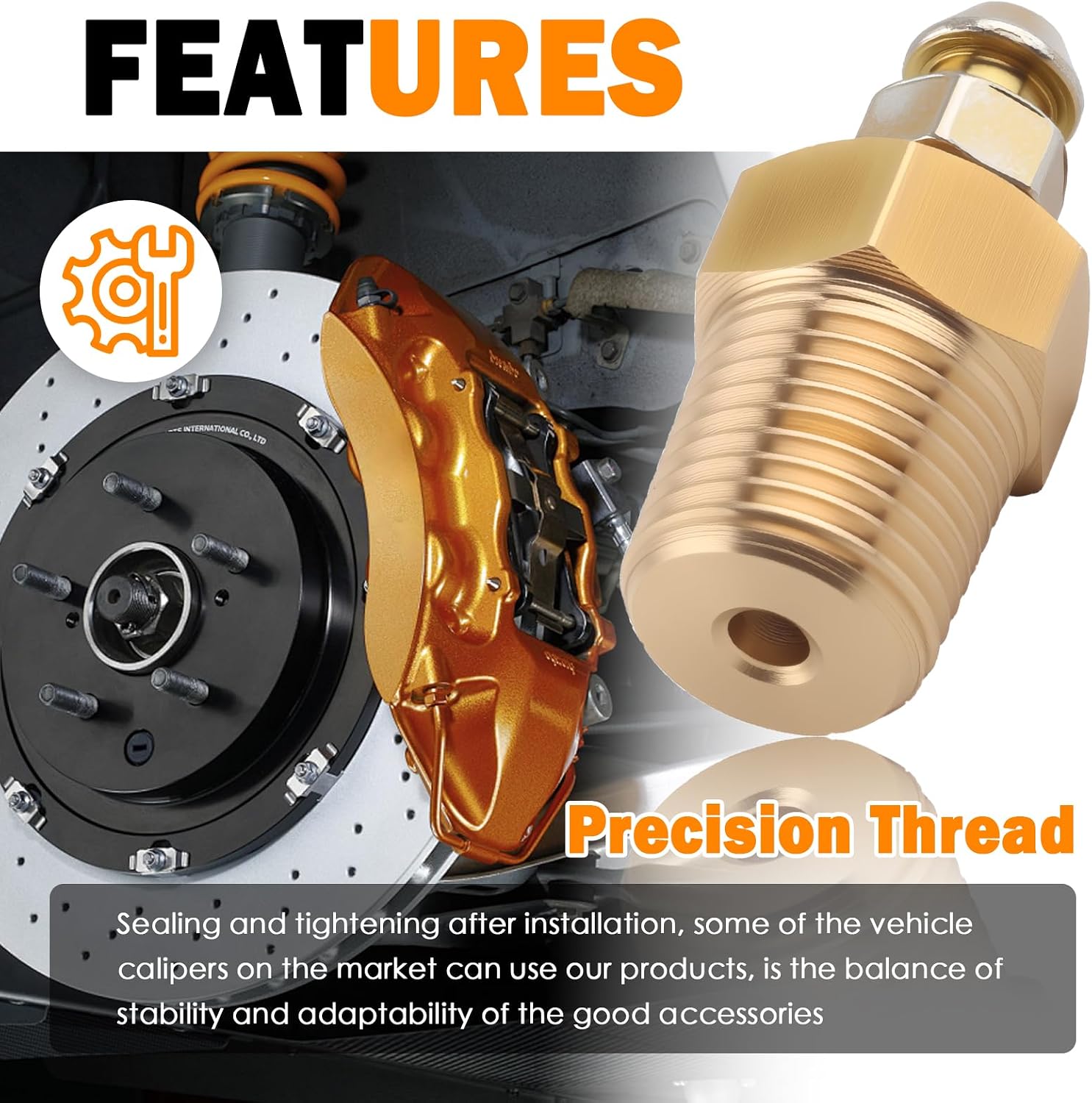 4PCS 1/4"-28 Brake Bleeder Screw with 4PCS NPT 1/8"-27 Base,Sturdy Car Brake Bleeder Valve & Copper Base Kit,Professional Cars Brakes Caliper Bleeders Screw Car Accessories