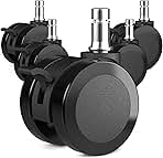 AAGUT Office Chair Wheels 2 Inch Replacement with Brakes Stool Caster Wheels for Soft Floors and Carpet, Standard Black Locking Chair Casters Set of 5
