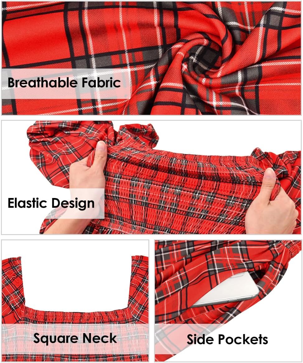 RITERA Plus Size Dresses for Curvy Women Square Neck Fall Long Sleeve Floral Smocked Maxi Dress with Pocket XL-5XL - Image 6