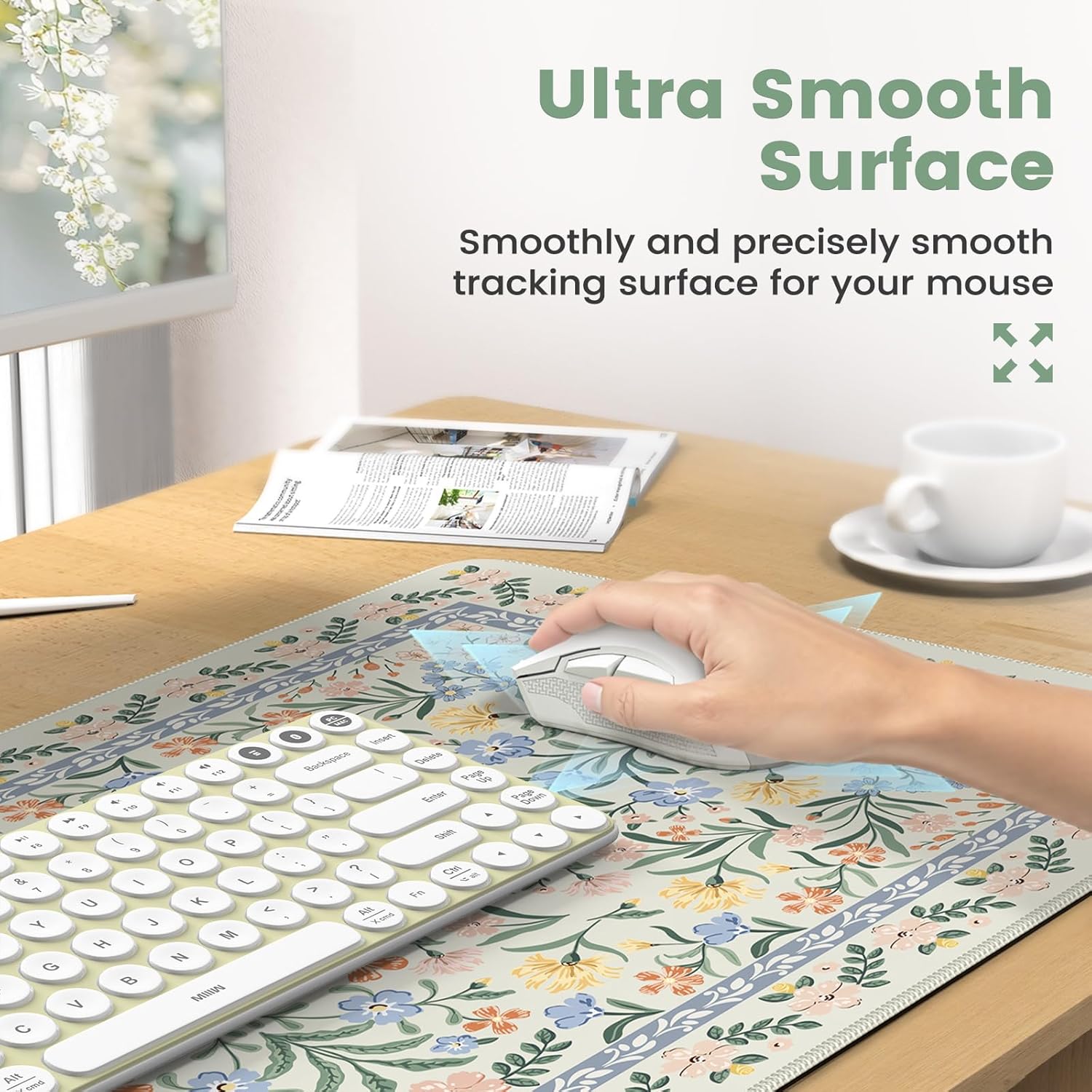 iCasso Green Desk Pad Mat, Large Mouse Pad and Keyboard Wrist Rest Set, Desk Protector Mat,4in1 Ergonomic Carpal Tunnel Keyboard Pad with Wrist Support for Desktop Cover Home Office Computer