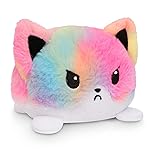 TeeTurtle - The Original Reversible Fox Plushie - Rainbow Tie-Dye - Cute Sensory Fidget Stuffed Animals That Show Your Mood