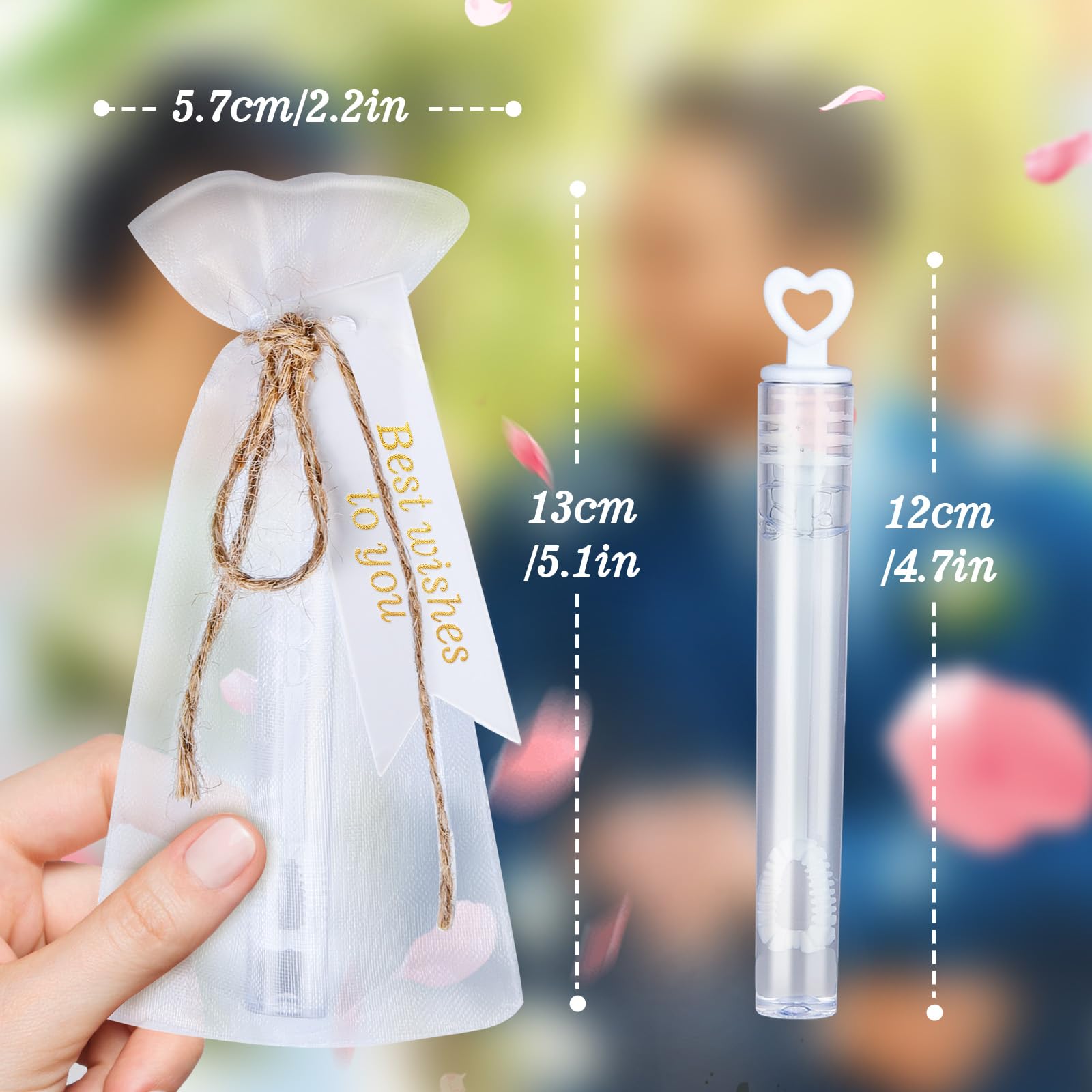 Ulikey Bulle Mariage Flacons, 60Pcs Bulles de Savon Mariage, Tube Bubble Enfant, Bouteilles de Savon à Bulles pour Anniversaire, Cadeaux, Décorations de Mariage (Étiquette)