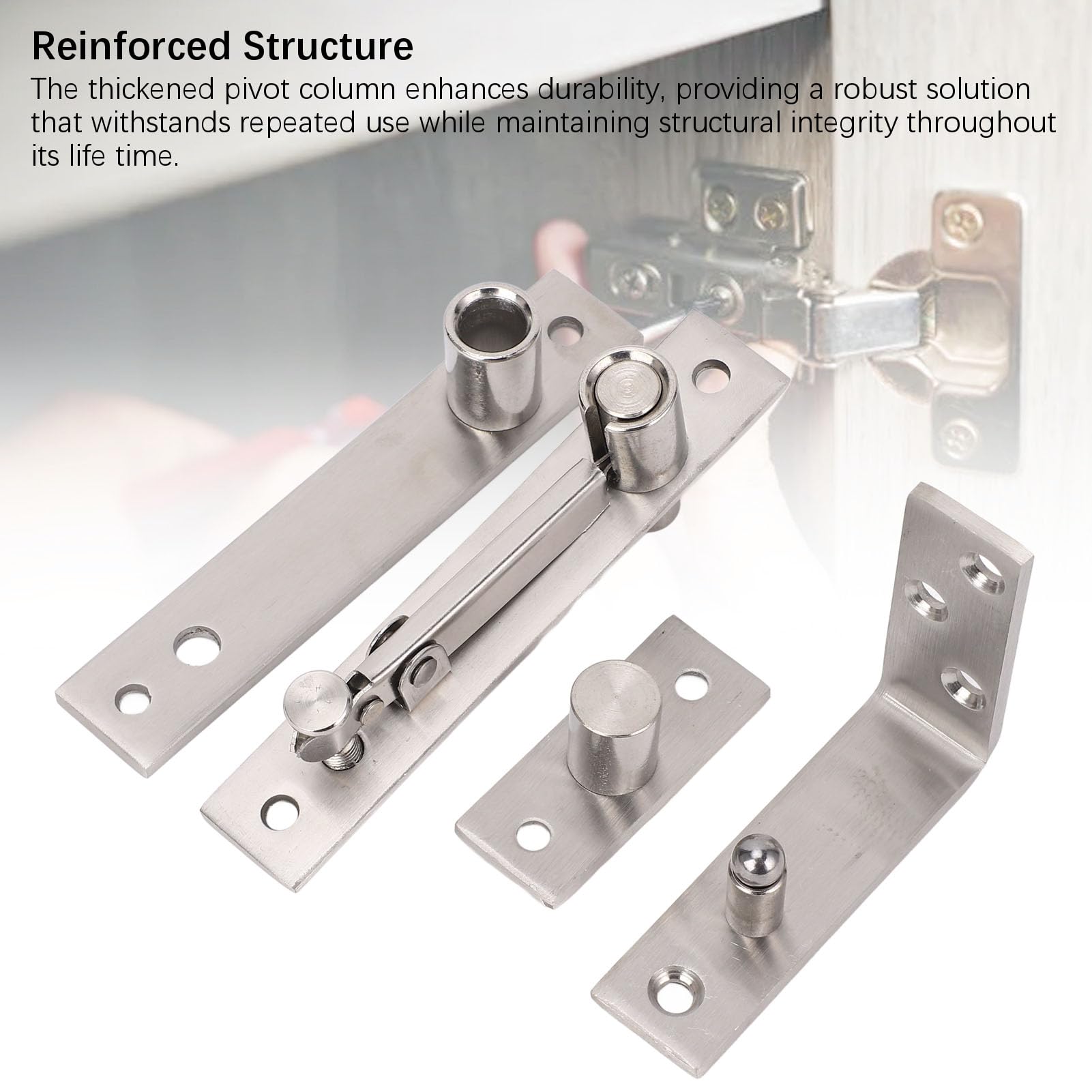 Stainless Steel Concealed Door Pivot Hinge, Brushed Finish Hidden Bookcase Hinges for Wood Doors, Aluminum Frame Doors