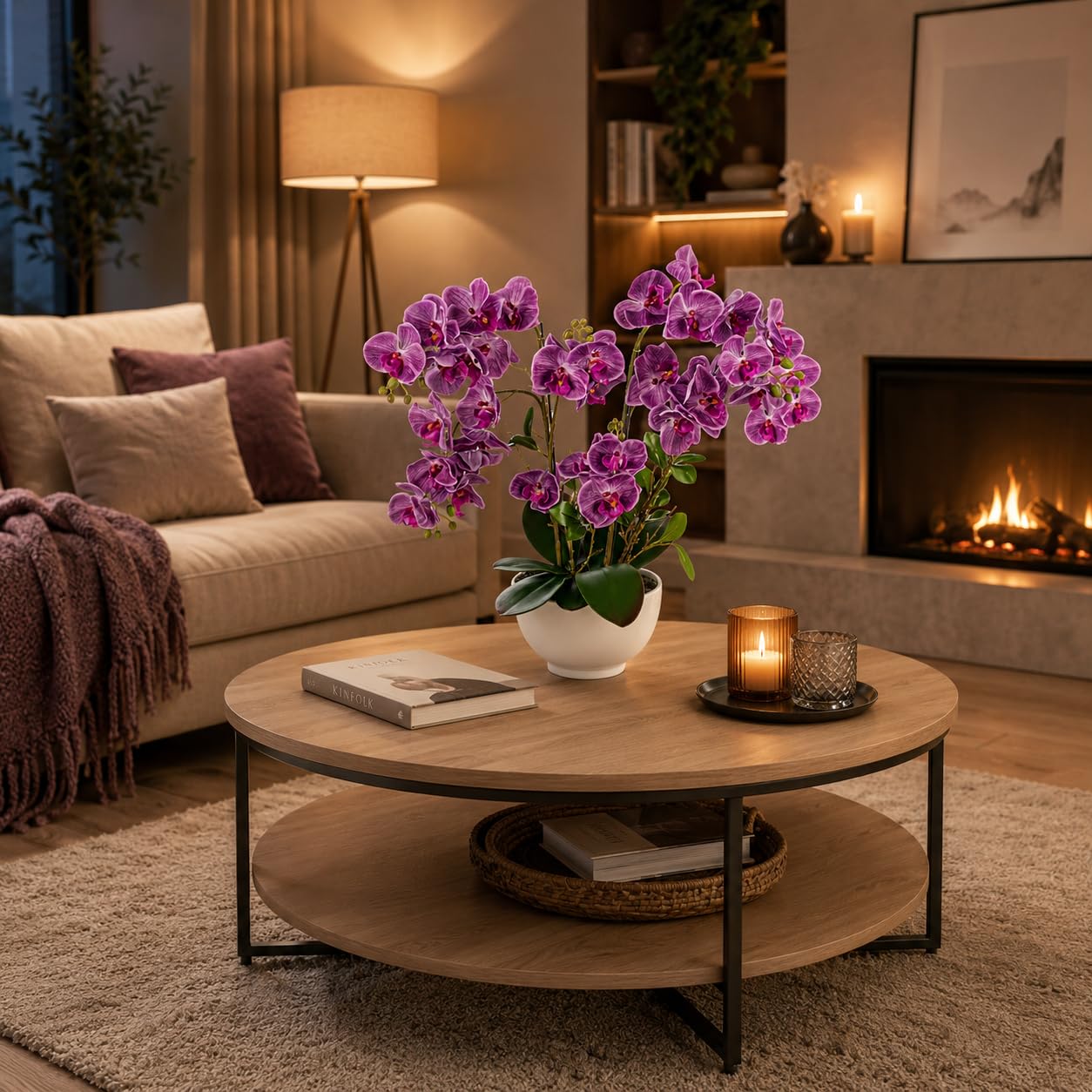 PASCH® Orchidea Artificiale XXL Grande (56 cm) in Vaso di Ceramica Lucida - Fiori Come Veri