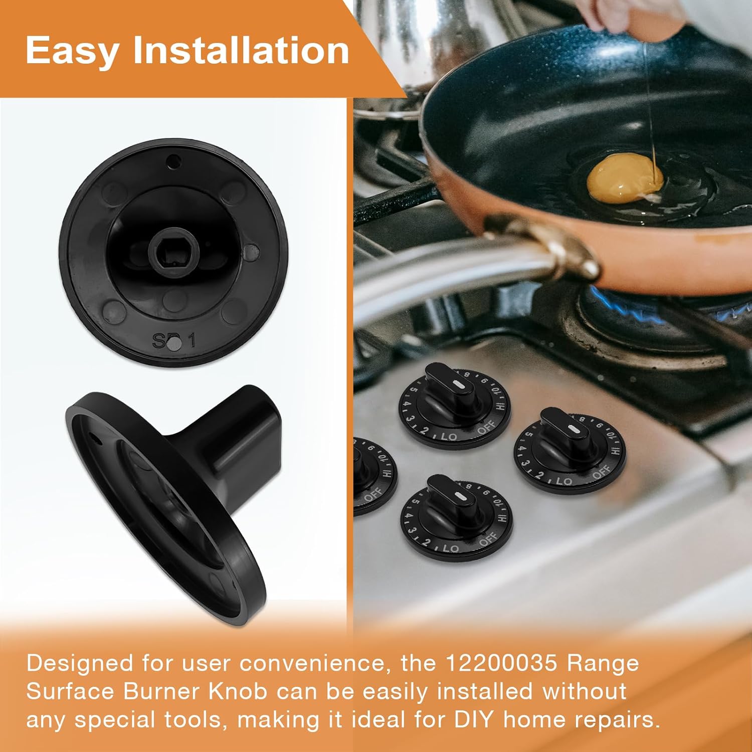 4 Pack 12200035 Range Surface Burner Knob Compatible with Whirlpool Kenmore Jenn Air Range 22114 22115 C101 C221 C221-C G102 C202-C G101C301-C C101-C, Replaces AP4011301
