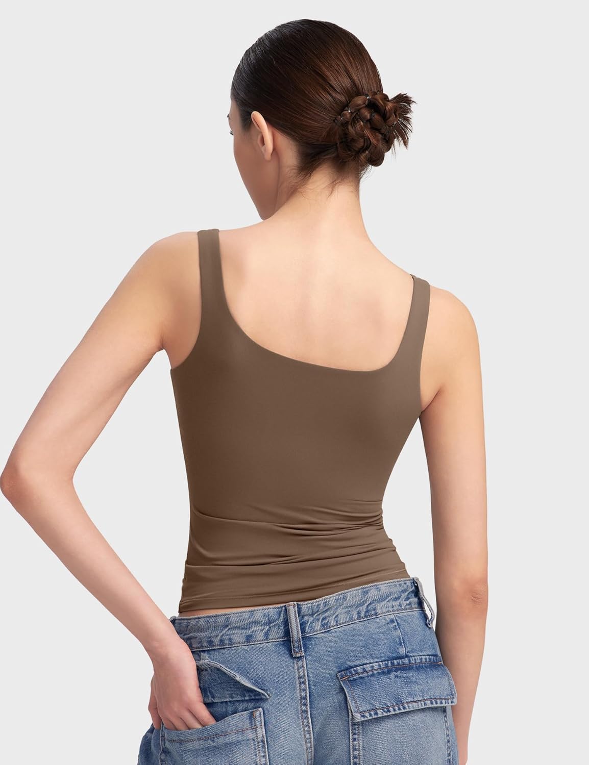 PUMIEY Women's Square Neck Tank Top Sleeveless Double Lined Basic Tops Sharp Collection - Image 5