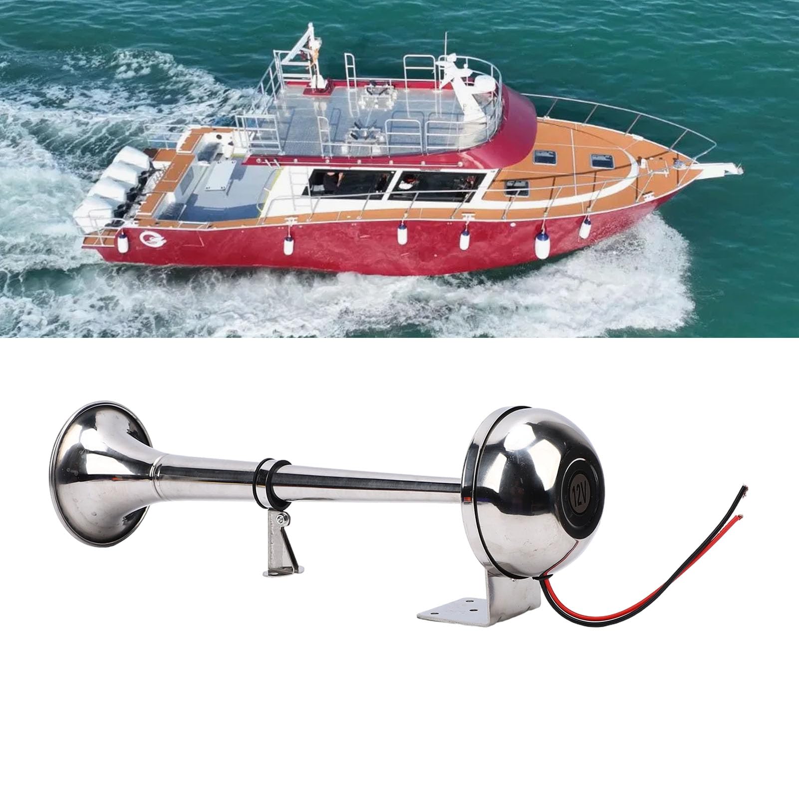 Socobeta Clacson Elettrico per Barche Marine da 12 V, 125 DB, Rumoroso, in Acciaio Inossidabile, per Barche, e Pickup