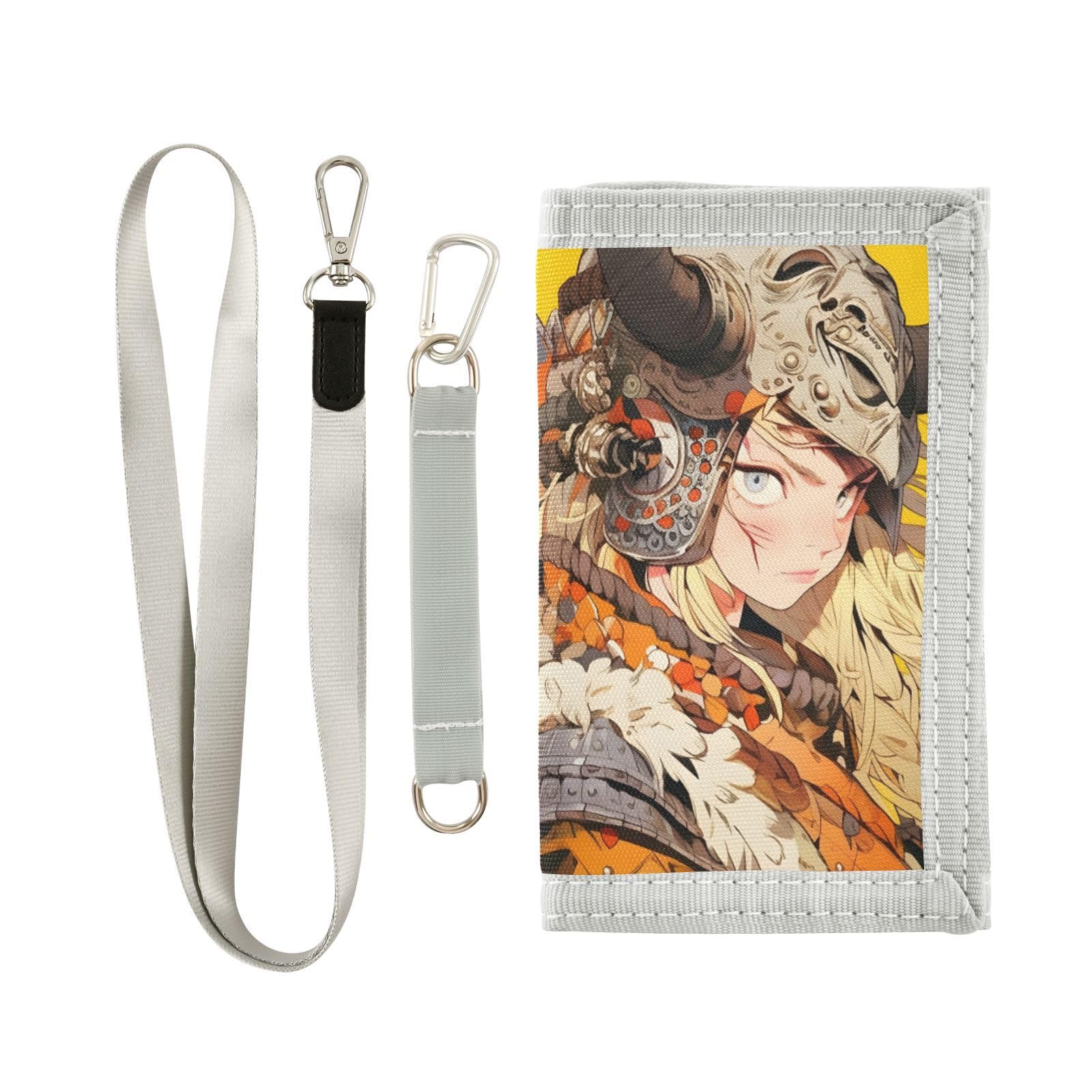 FOLIOSA Anime Warrior Woman Kids Wallet for Boys Girls Youth, Compact Fabric 4.9×2.9 in