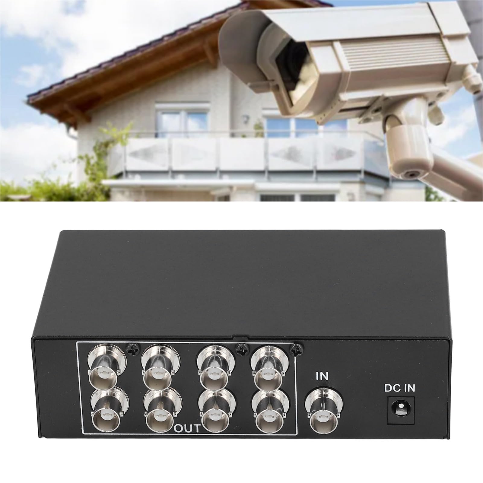Splitter Box Video BNC a 8 Porte, Adattatore Video Composito CCTV DVR per TV Coassiale 1 Ingresso e 8 Uscite BNC, Amplificatore Distributore Coassiale 1080P per Telecamera di