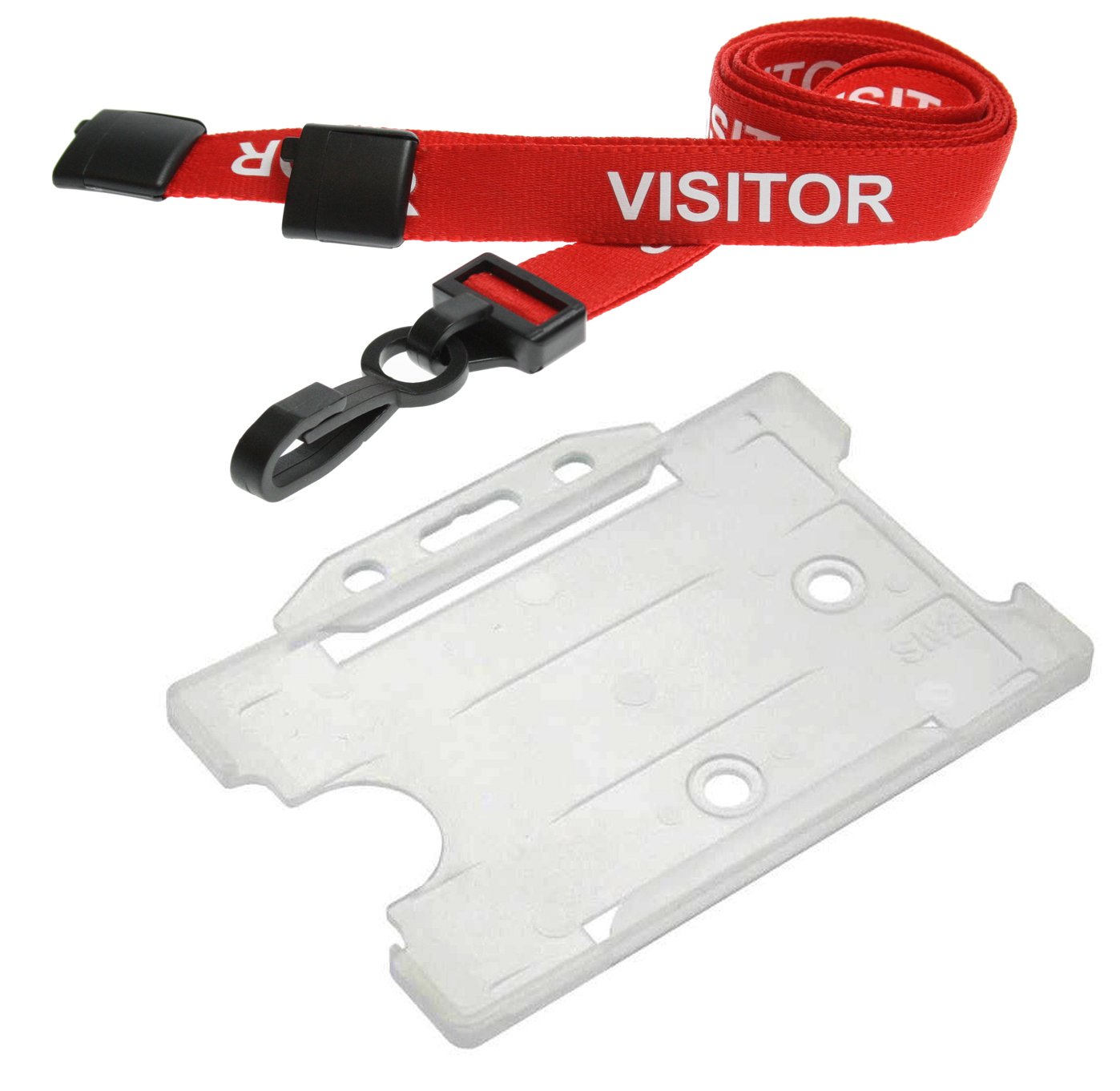 Customcard ltdยฎ 10 x Visitor Lanyards Red Plastic Clip with 10 Opaque ID Holders