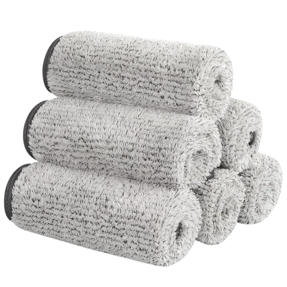 SUNLAND Microfiber Face Towels Reusable Makeup Remover Cloth Facial Washcloths for Bath 11Inchx11Inch 6 Pack Grey