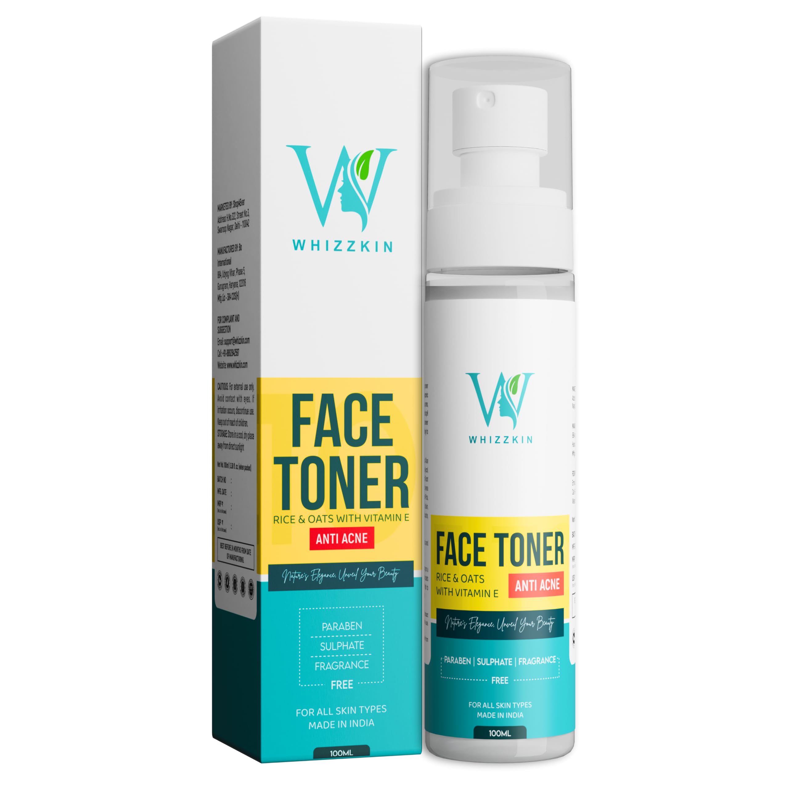Whizzkin Fighting AHA BHA PHA Toner, Anti-Acne, Gentle Exfoliation, Refining Pore for Men & Women | Vit E (100 ml)
