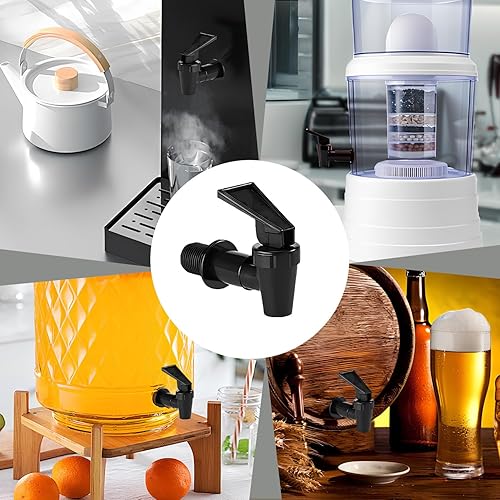 Miniatura 5 de Grifo de agua de plástico sin BPA, grifo de agua de repuesto para cubo de agua doméstico, sistemas de filtración de enfriador de agua (2 negros)