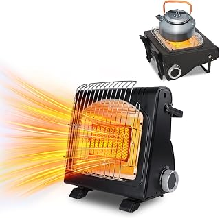 2 in 1 Portable Propane Heater & Stove with Self Ignition, Safe & Cordless Non-Electric for Camping, Tents, Outdoor and Garage Use, Emergency Propane Gas Heater for Hunting Blinds, Patios