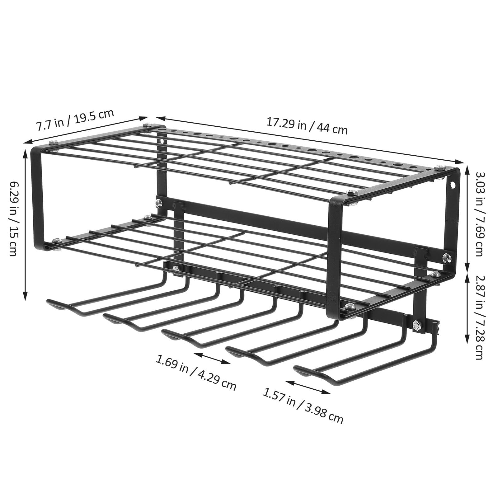 Organizzatore di Utensili da Garage a Parete, Acciaio al Carbonio Nero