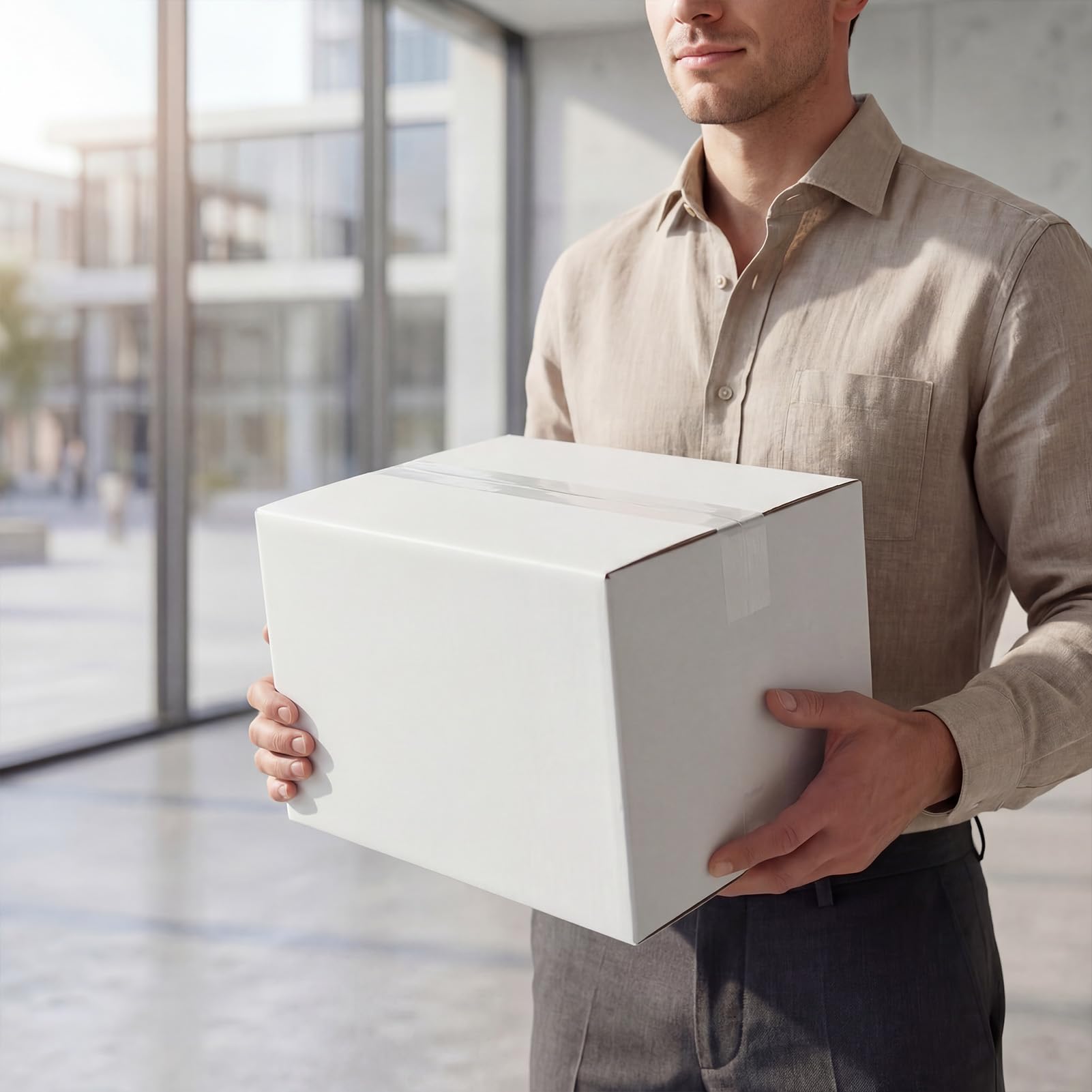 CRUGLA Cajas de envío de 12 x 10 x 10 pulgadas, paquete de 10 cajas de cartón corrugado blanco con cierre lateral y cinta de doble cara preaplicada, cajas de embalaje fáciles de montar para envío de