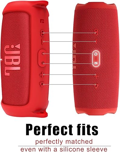 Miniatura 17 de LTGEM - Funda de silicona para altavoz JBL Charge 4, protector de viaje de gel suave, bolsa de goma impermeable con correa para el hombro (rosa)