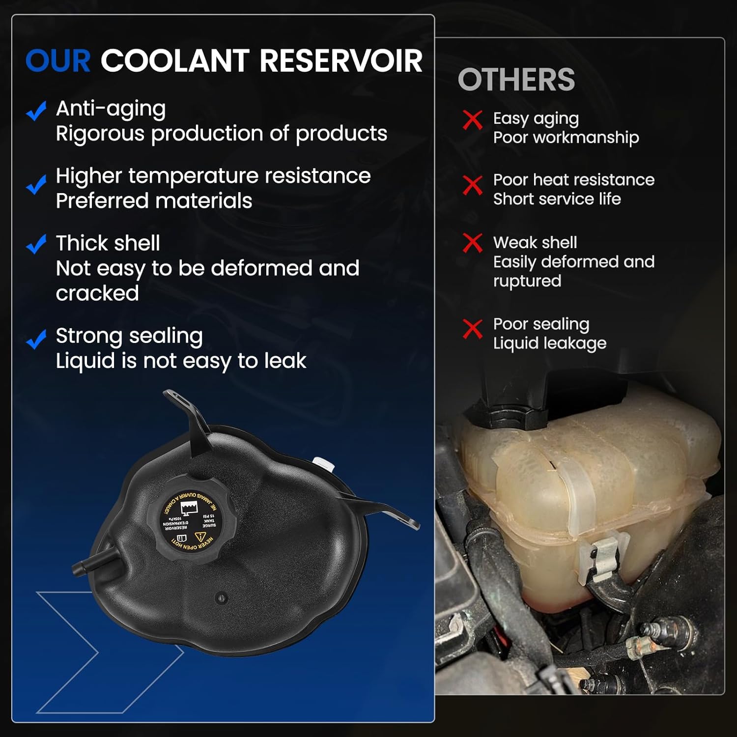 Engine Coolant Reservoir Tank 603-338 Compatible with GMC Terrain Chevy Equinox 2010-2017 2.4L 3.0L 3.6L Replace ‎‎‎15066786 15075118 20816269 22829367 603338 Coolant Overflow Reservoir