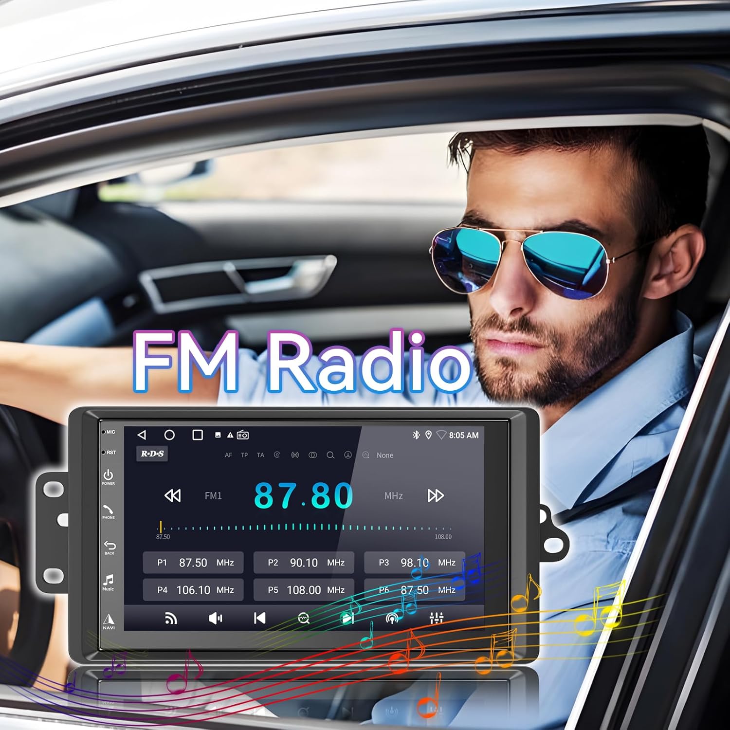 Android 14 Car radio Compatible with Chevrolet Chrvy Silverado 1500/2500/3500 2003-2006,Tahoe 2003-2006,GMC Sierra 2003-2006,Yukon 2004-2006,7''Touch Screen Stereo,Wireless Carplay/Android Auto