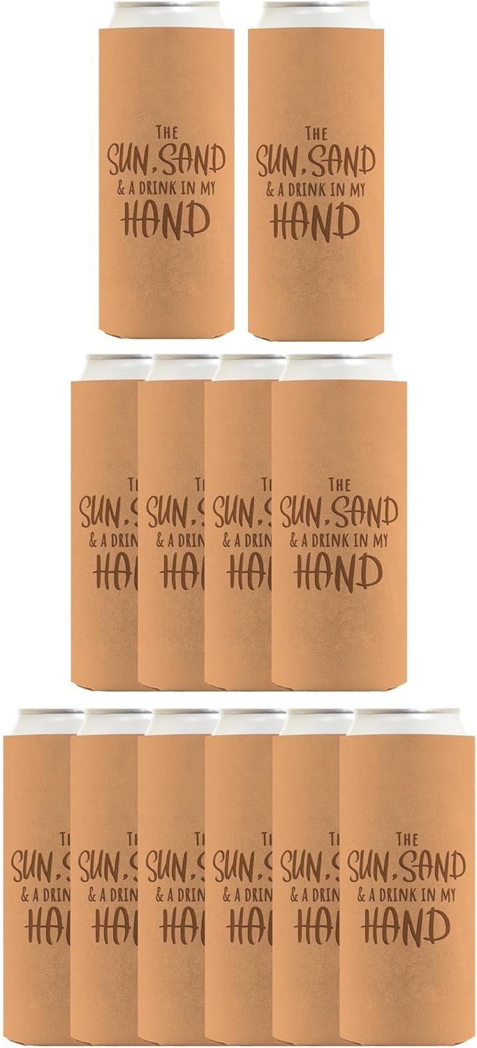 Beach House Decor For Women The Sun Sand & A Drink In My Hand 12-Pack Ultra Slim Can Thermocoolers