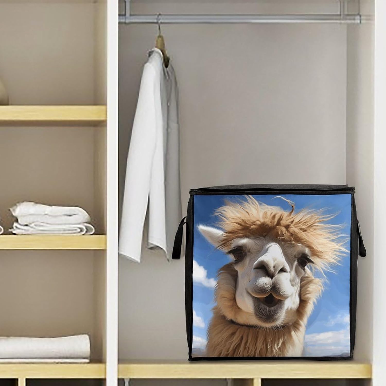 Funny Alpaca Llama Storage Bag with Zippers And Handle Extra Large Bedding Comforter Storage Bag Foldable Blanket Storage Bags Fabric Moving Bags for Closet Organizer (70L)