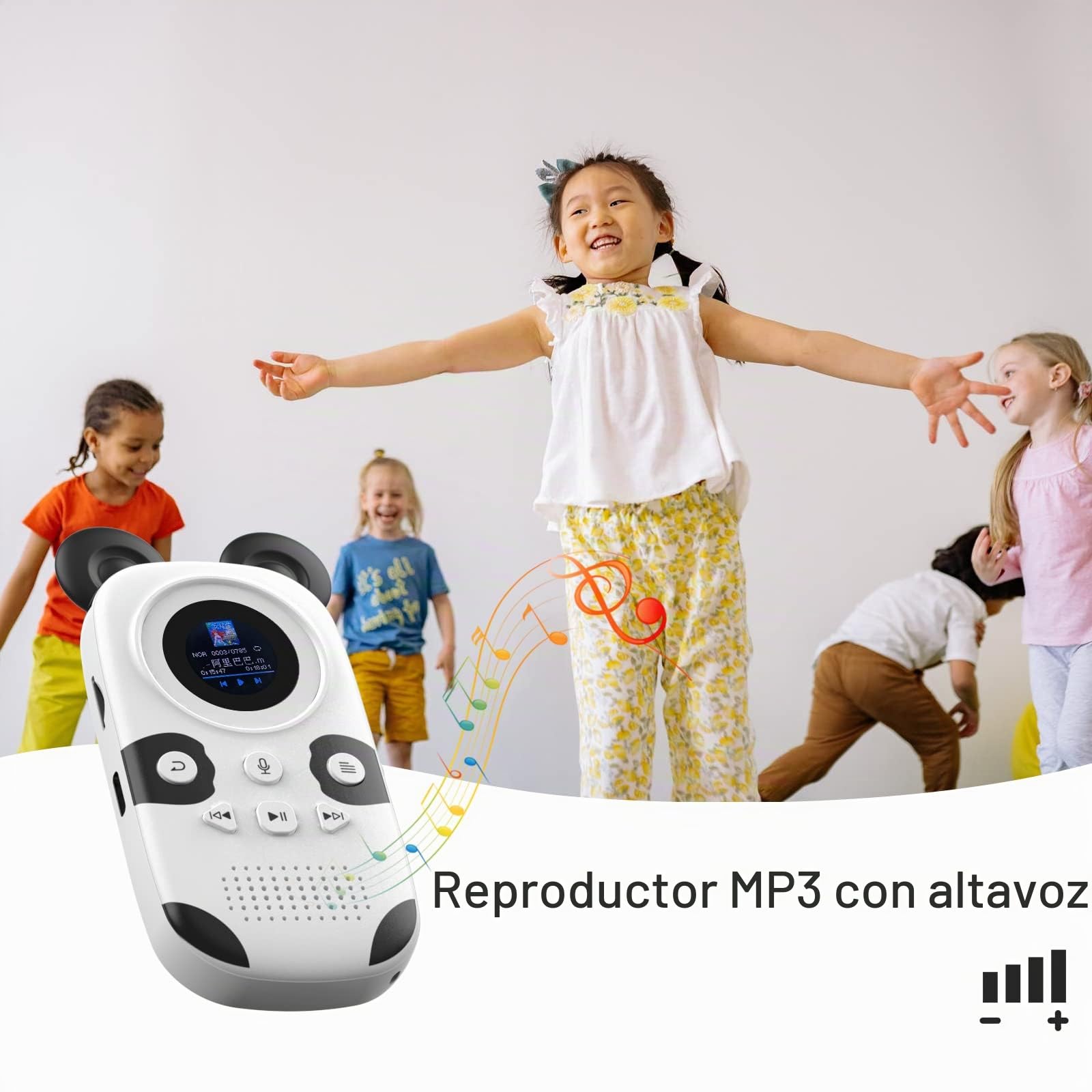 Reproductor MP3 para niños de 32 GB Bluetooth 5.0 con Altavoz para Auriculares Soporta Radio FM, Despertador, grabación con botón ON, función cronómetro